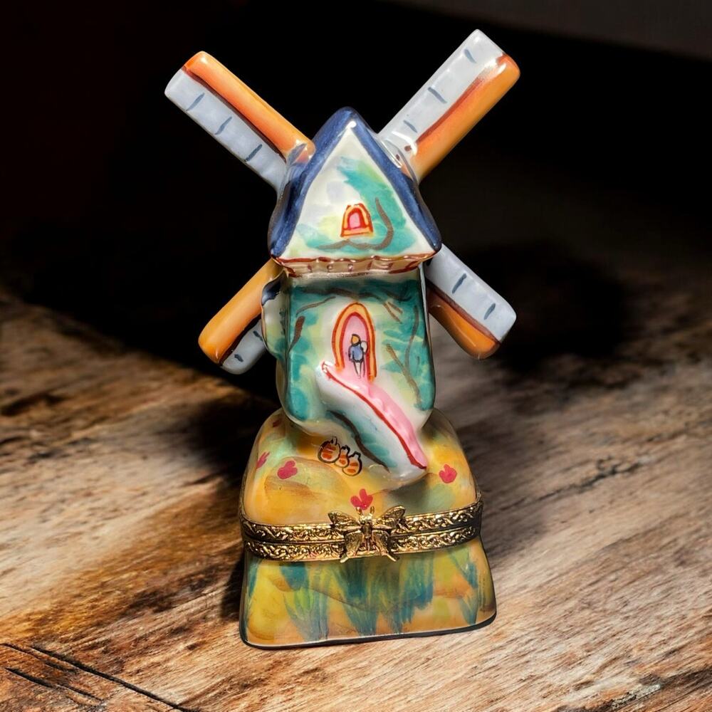 Authentic Limoges Windmill Trinket Box, Engagement Ring Box, Pillbox Netherlands